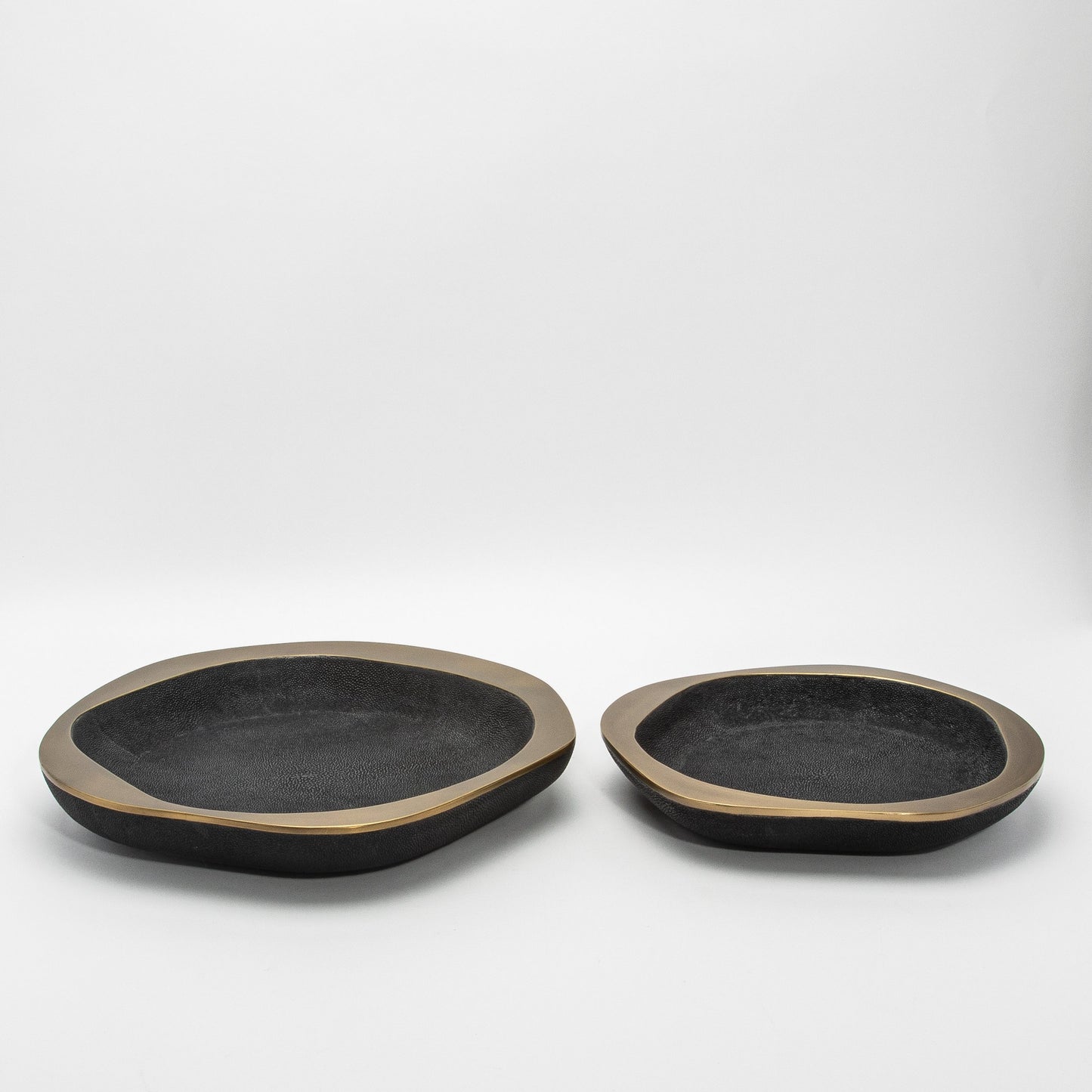 Bowl in Black Shagreen with Bronze Patina Brass Details by R&Y Augousti