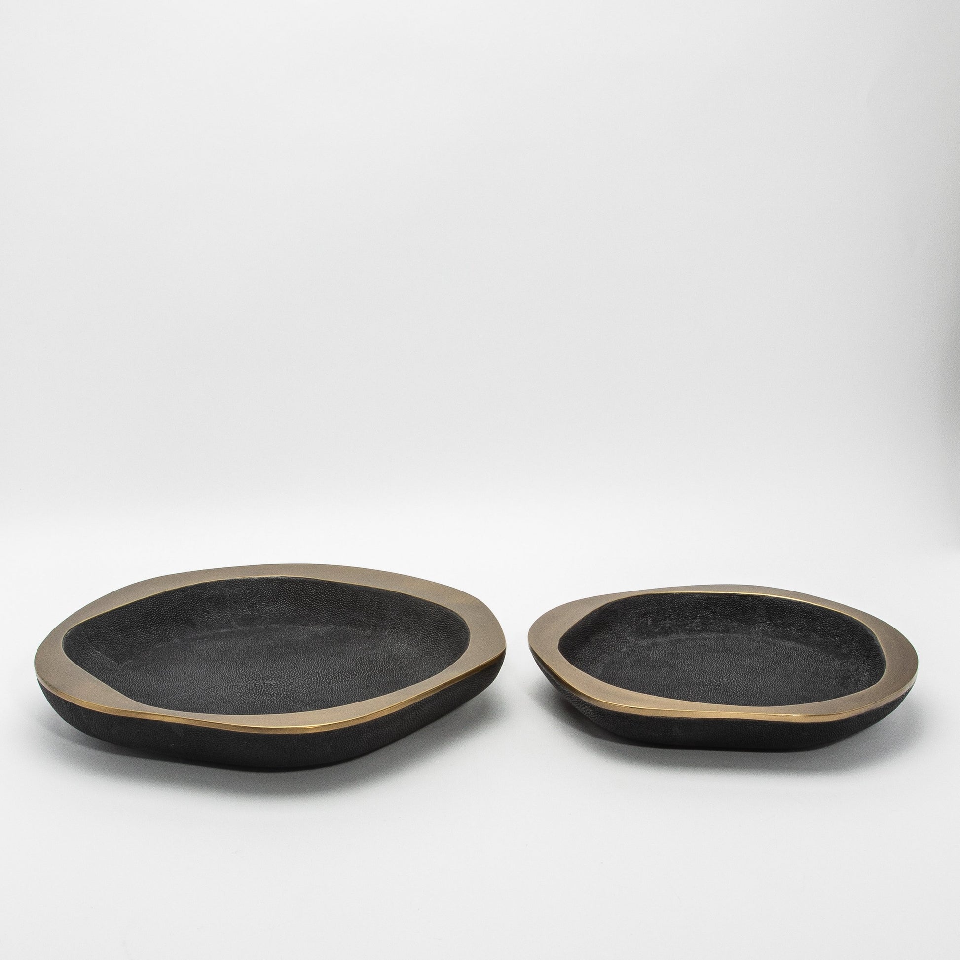 Bowl in Black Shagreen with Bronze Patina Brass Details by R&Y Augousti