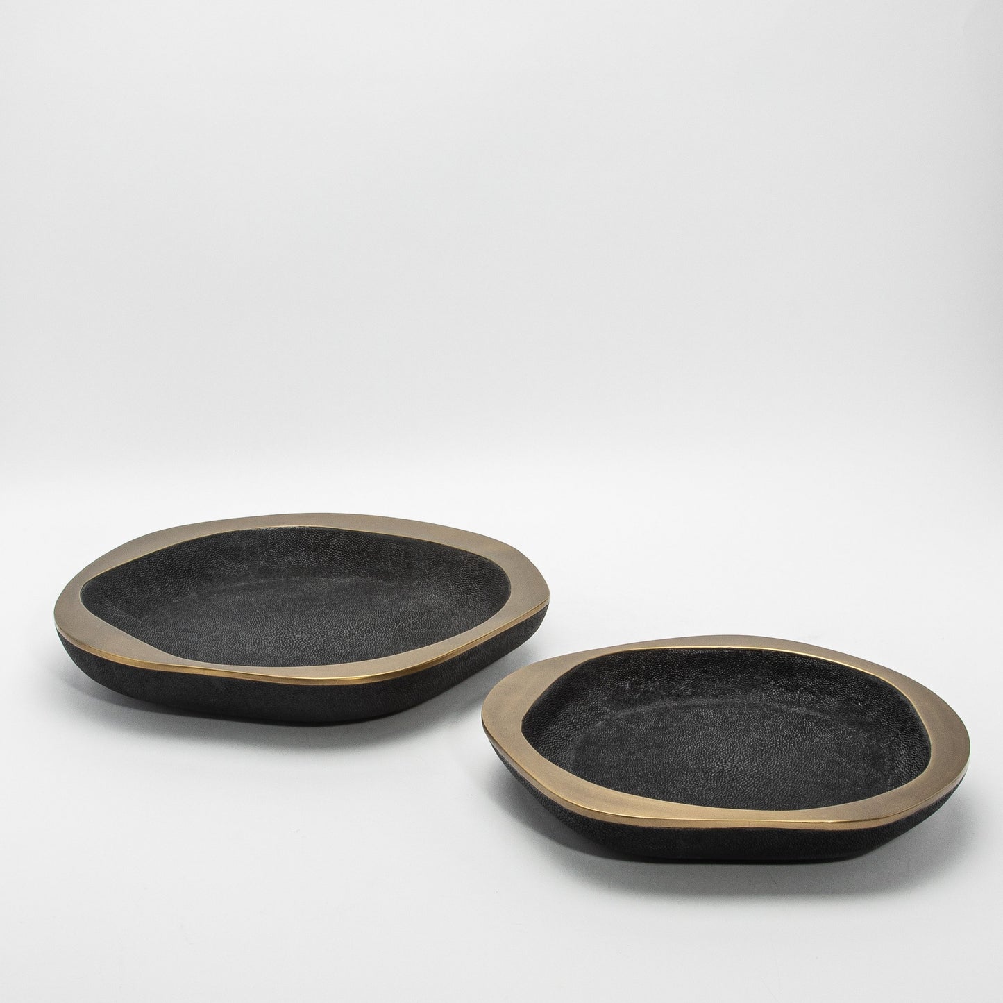 Bowl in Black Shagreen with Bronze Patina Brass Details by R&Y Augousti