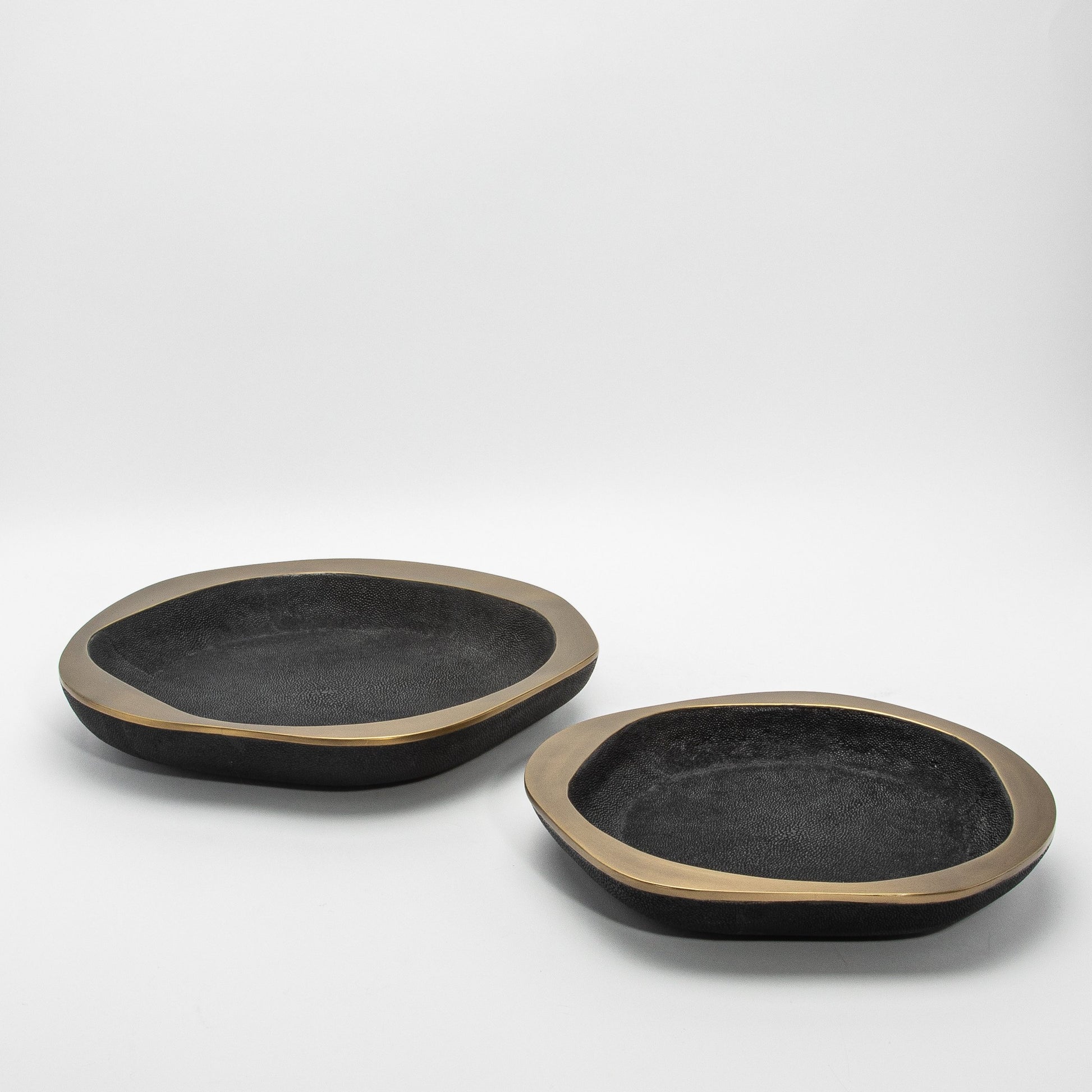 Bowl in Black Shagreen with Bronze Patina Brass Details by R&Y Augousti