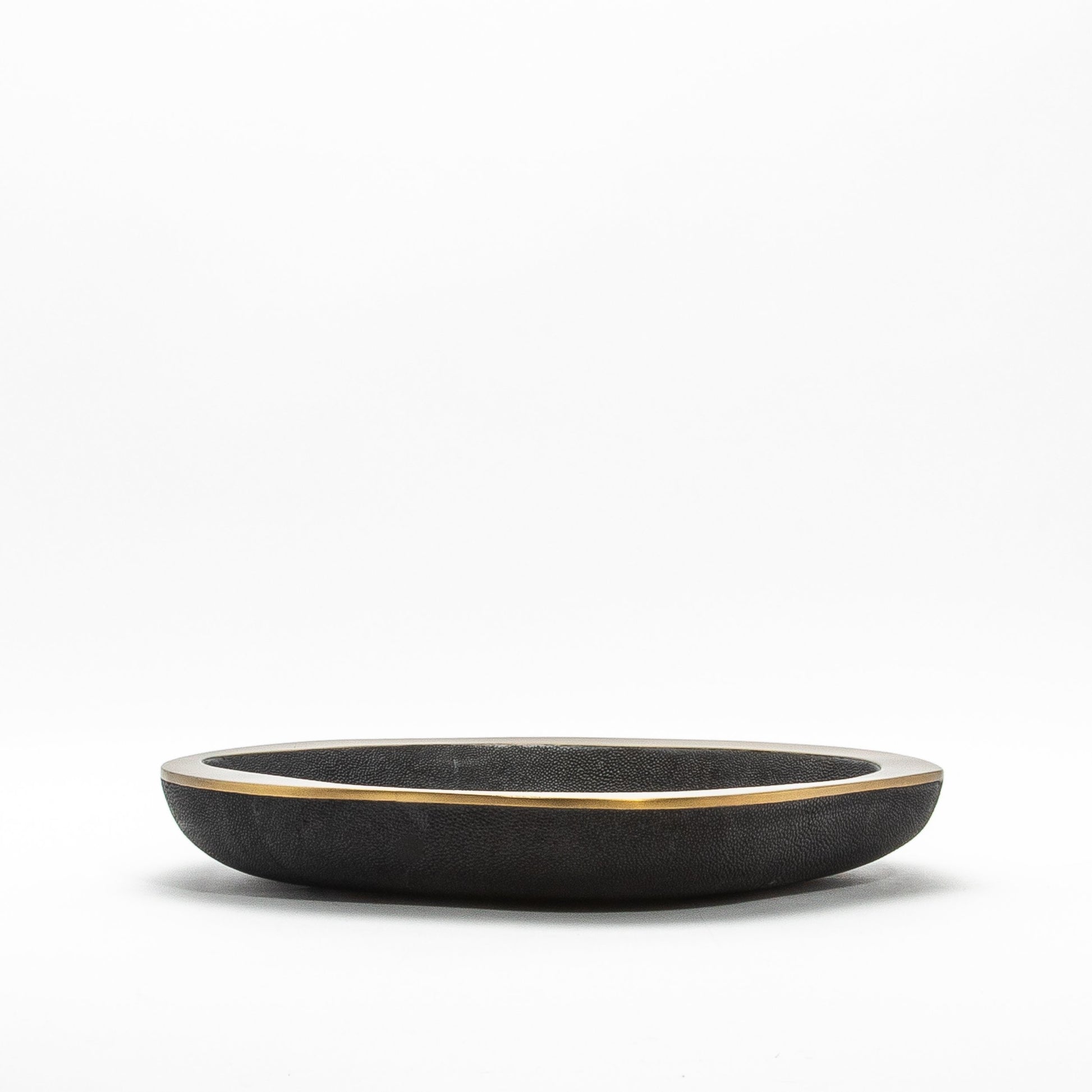Bowl in Black Shagreen with Bronze Patina Brass Details by R&Y Augousti