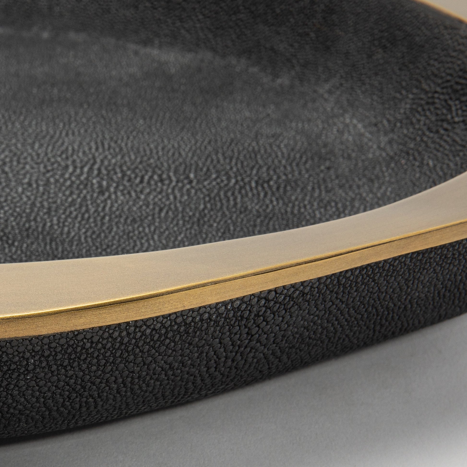 Bowl in Black Shagreen with Bronze Patina Brass Details by R&Y Augousti