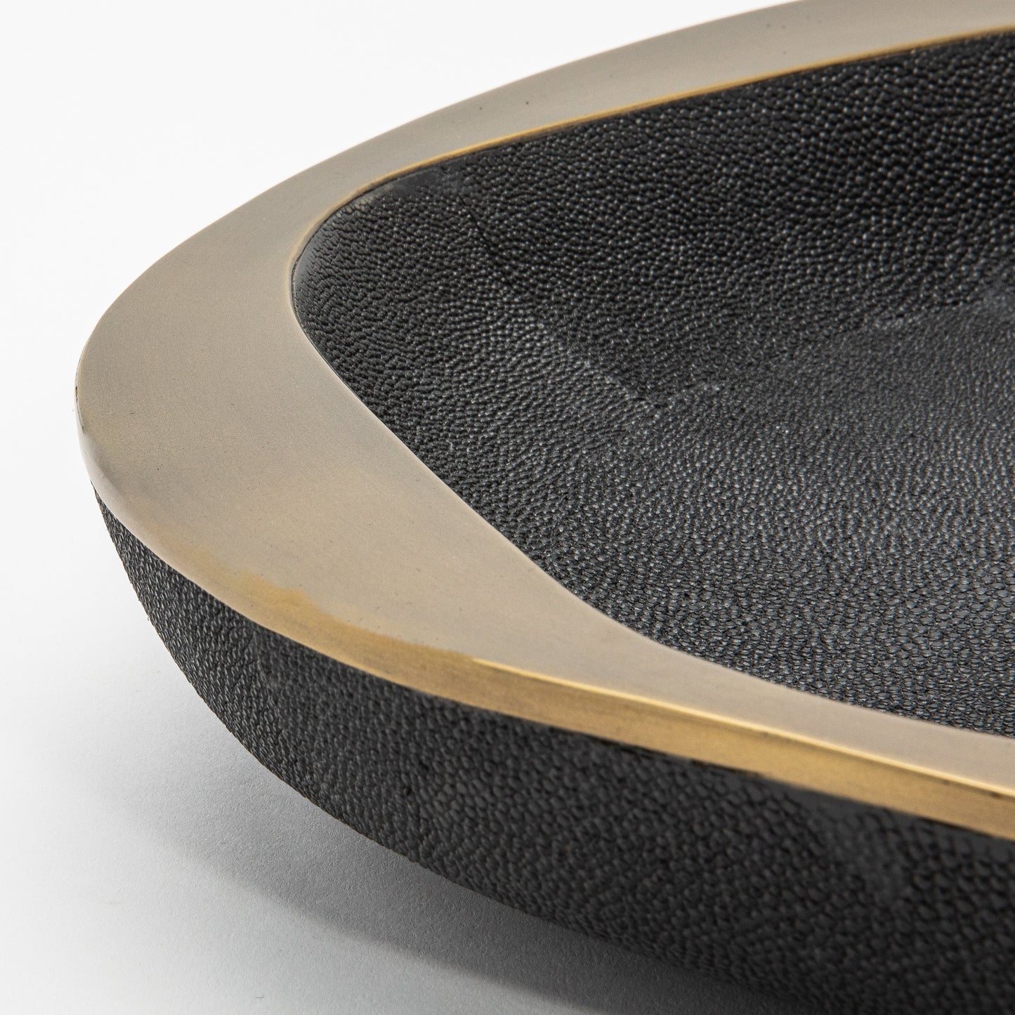 Bowl in Black Shagreen with Bronze Patina Brass Details by R&Y Augousti