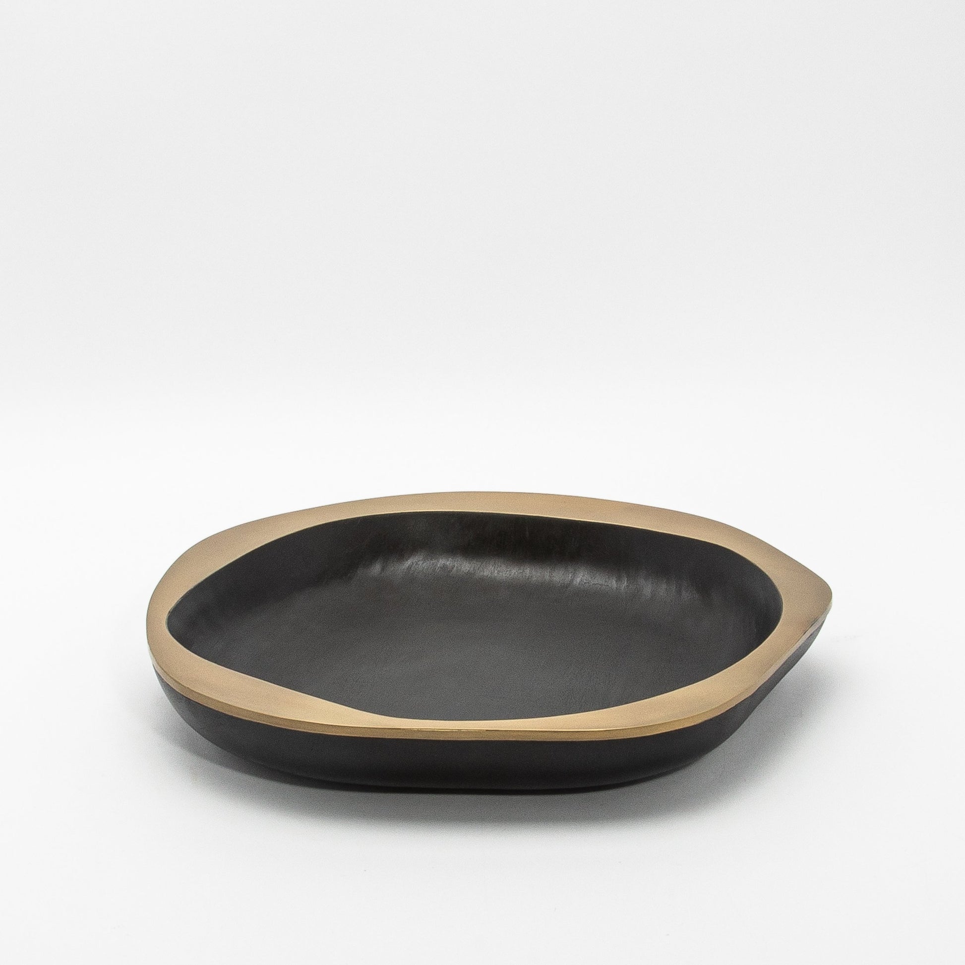 Bowl in Black Oak with Bronze Patina Brass Details by R&Y Augousti