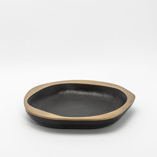 Bowl in Black Oak with Bronze Patina Brass Details by R&Y Augousti