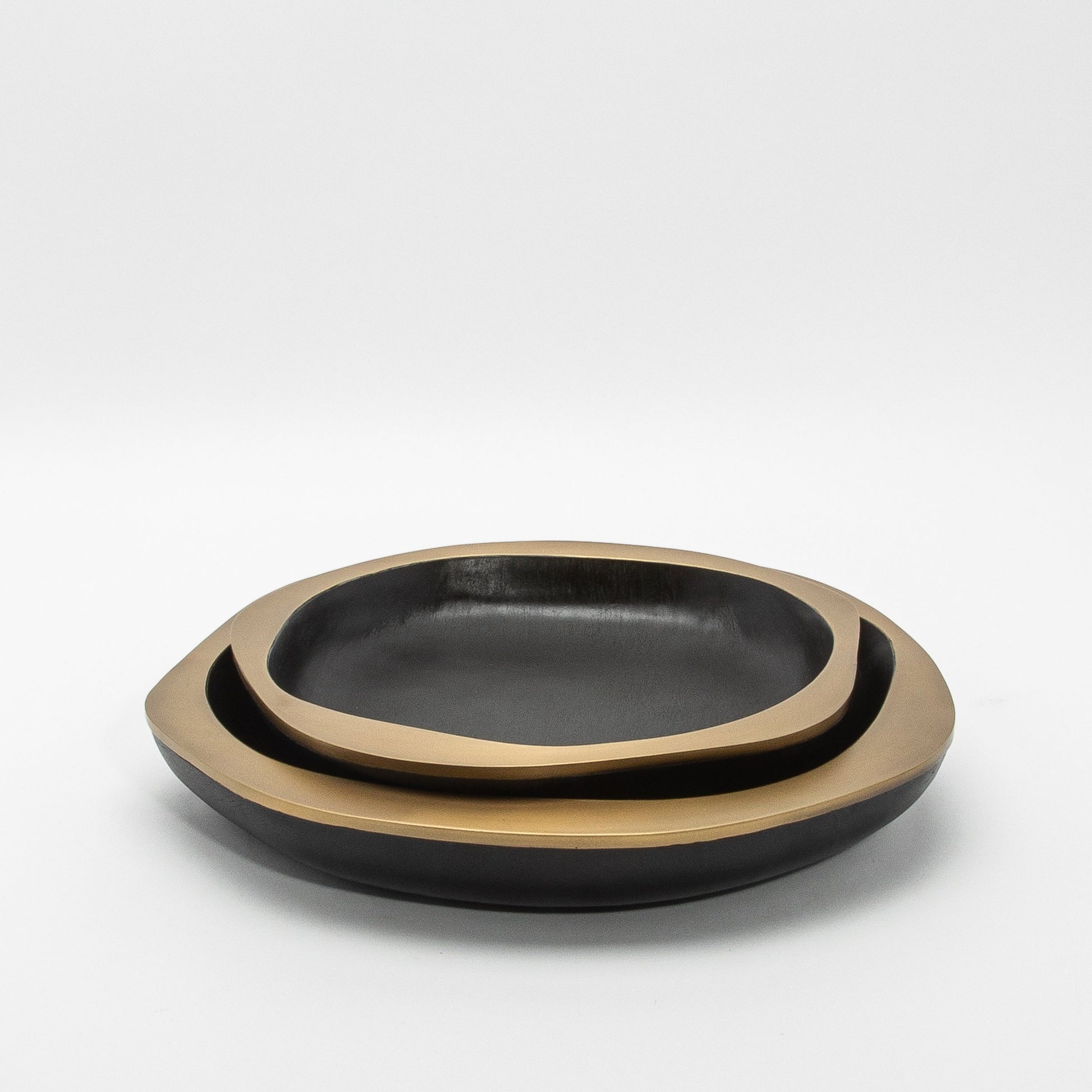 Bowl in Black Oak with Bronze Patina Brass Details by R&Y Augousti