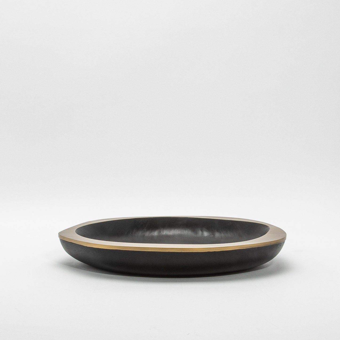 Bowl in Black Oak with Bronze Patina Brass Details by R&Y Augousti