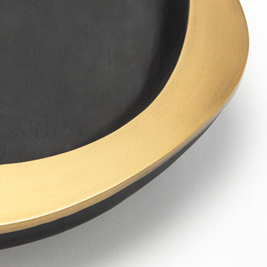 Bowl in Black Oak with Bronze Patina Brass Details by R&Y Augousti
