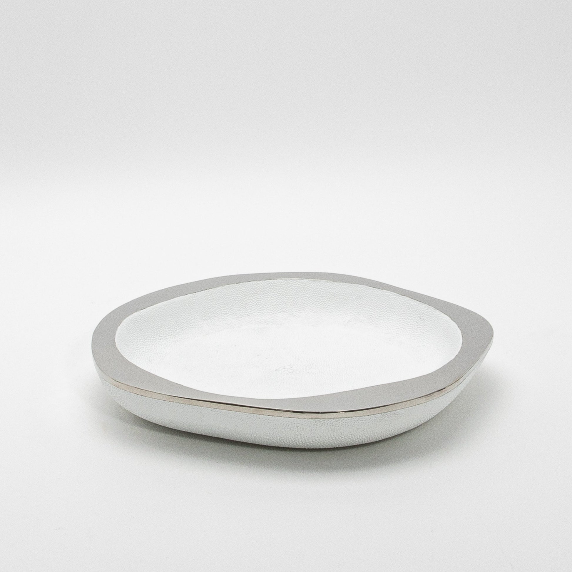 Bowl in White Shagreen with Stainless Steel Details by R&Y Augousti