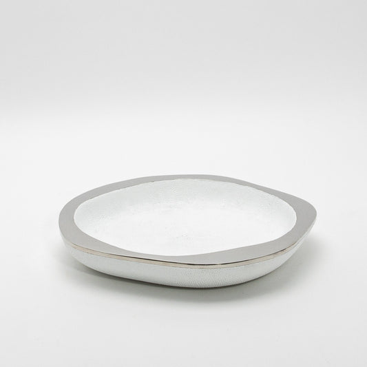 Bowl in White Shagreen with Stainless Steel Details by R&Y Augousti