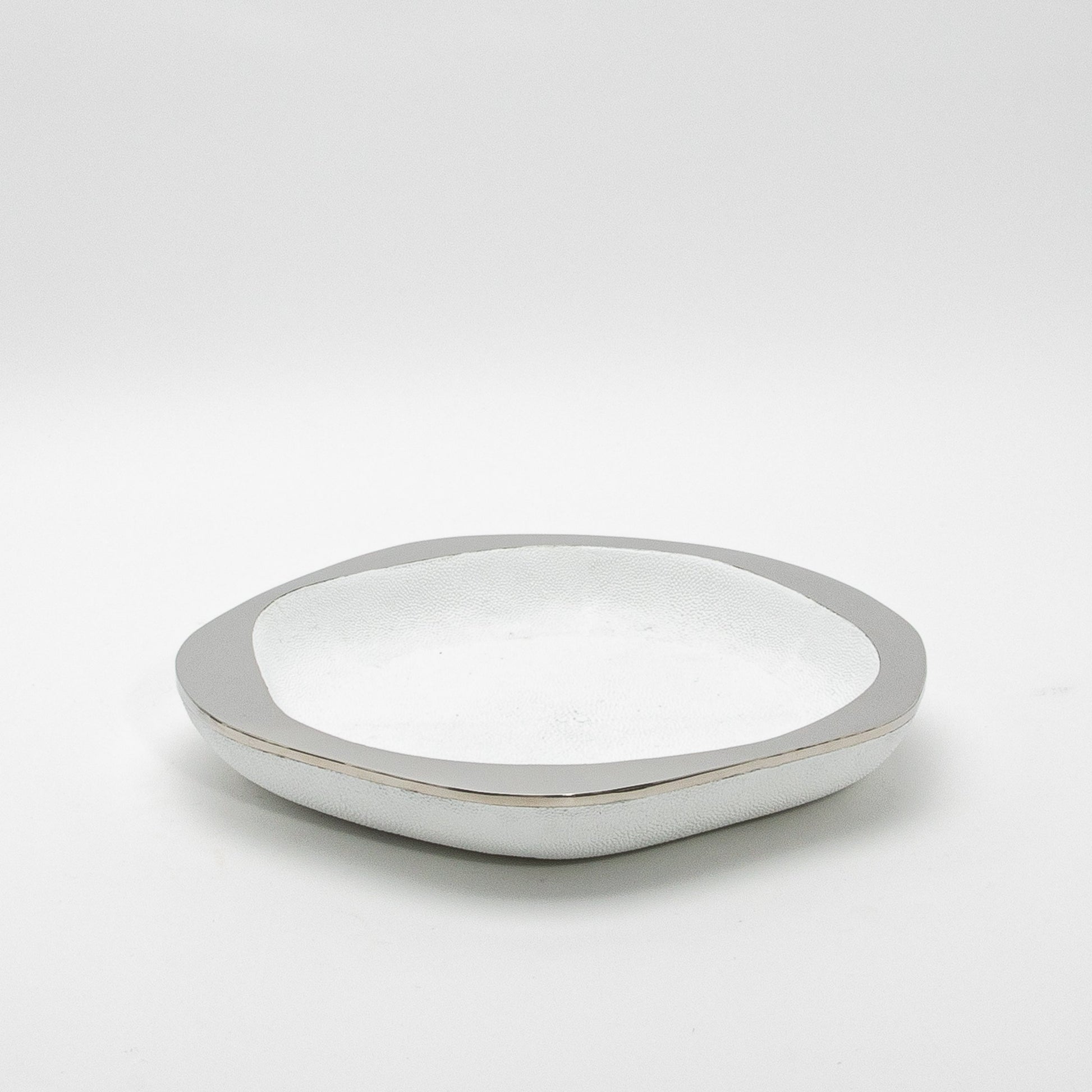 Bowl in White Shagreen with Stainless Steel Details by R&Y Augousti