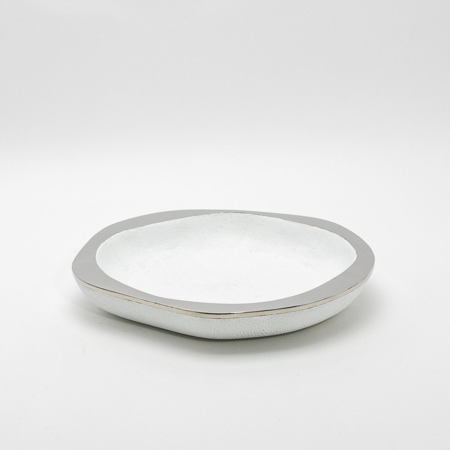 Bowl in White Shagreen with Stainless Steel Details by R&Y Augousti
