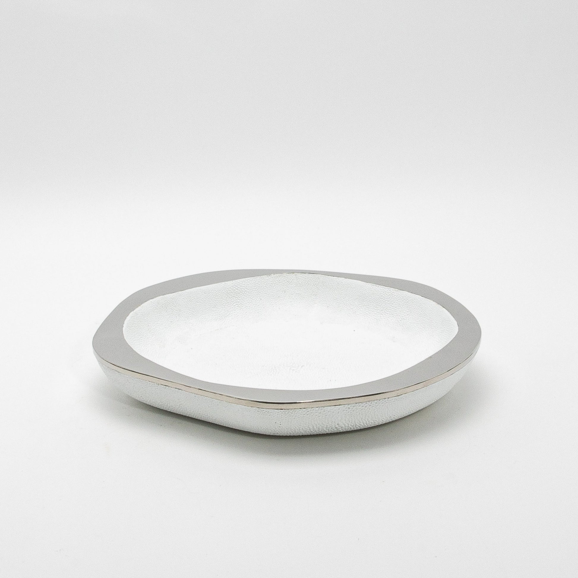 Bowl in White Shagreen with Stainless Steel Details by R&Y Augousti