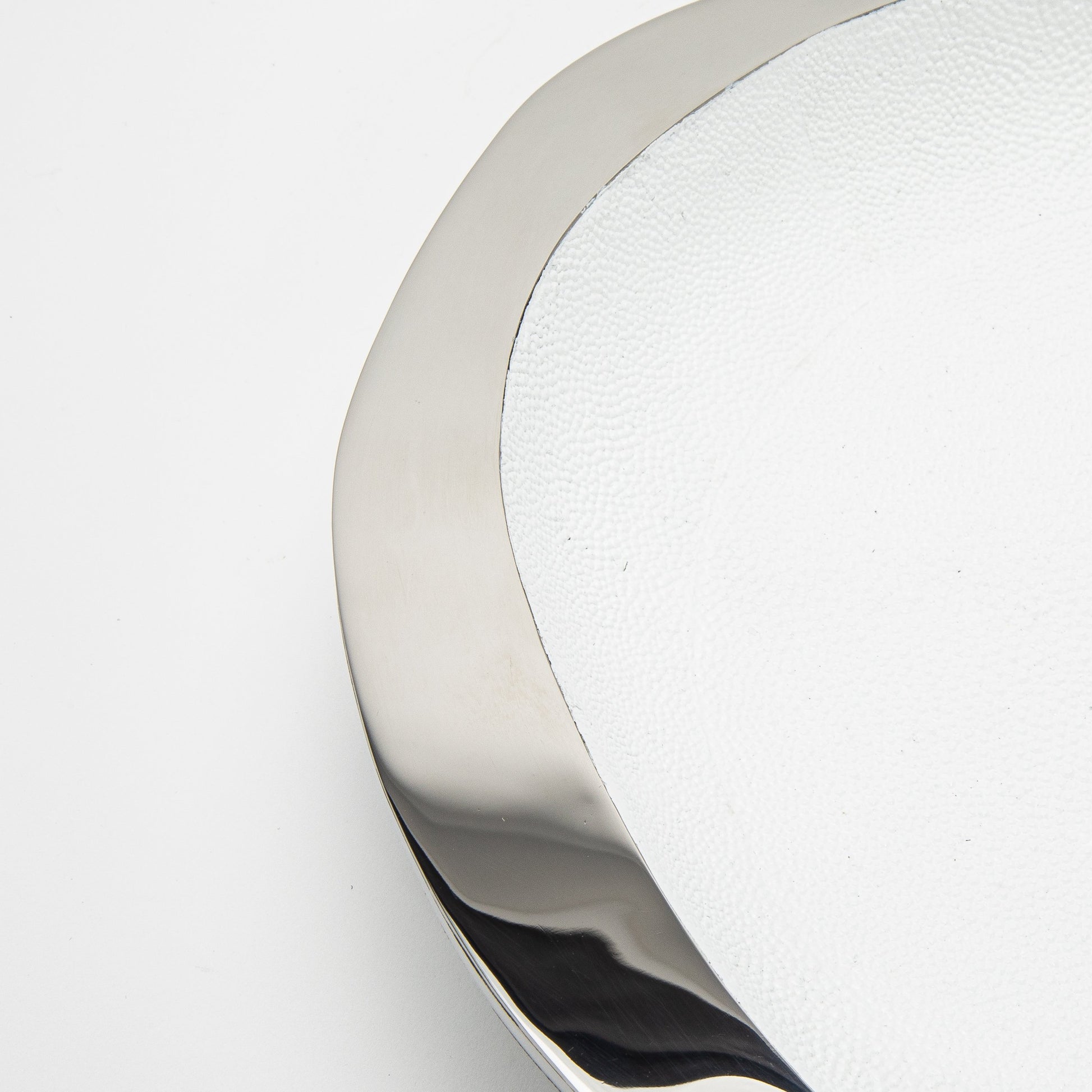 Bowl in White Shagreen with Stainless Steel Details by R&Y Augousti