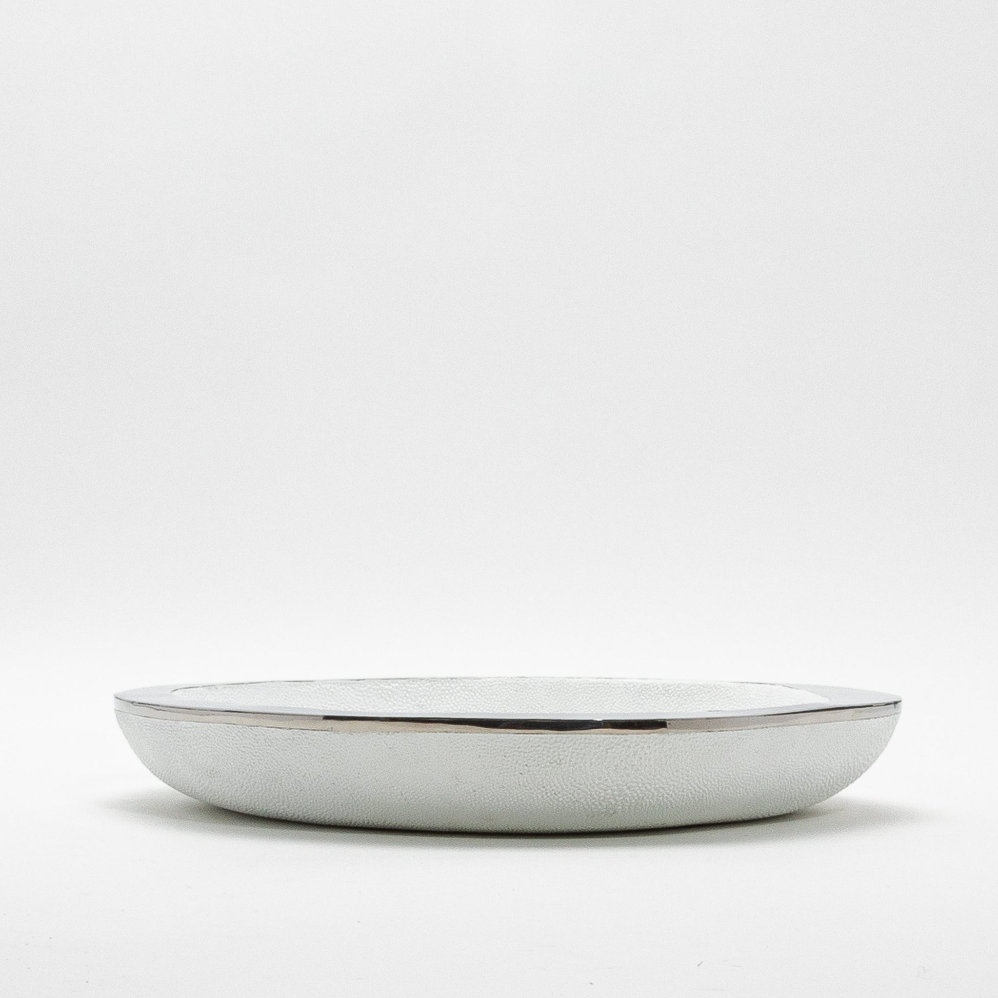 Bowl in White Shagreen with Stainless Steel Details by R&Y Augousti