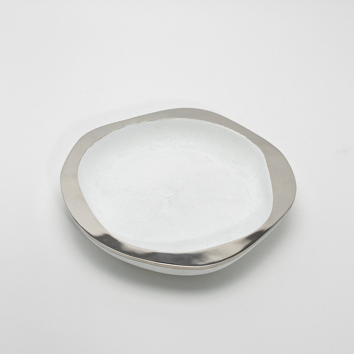 Bowl in White Shagreen with Stainless Steel Details by R&Y Augousti