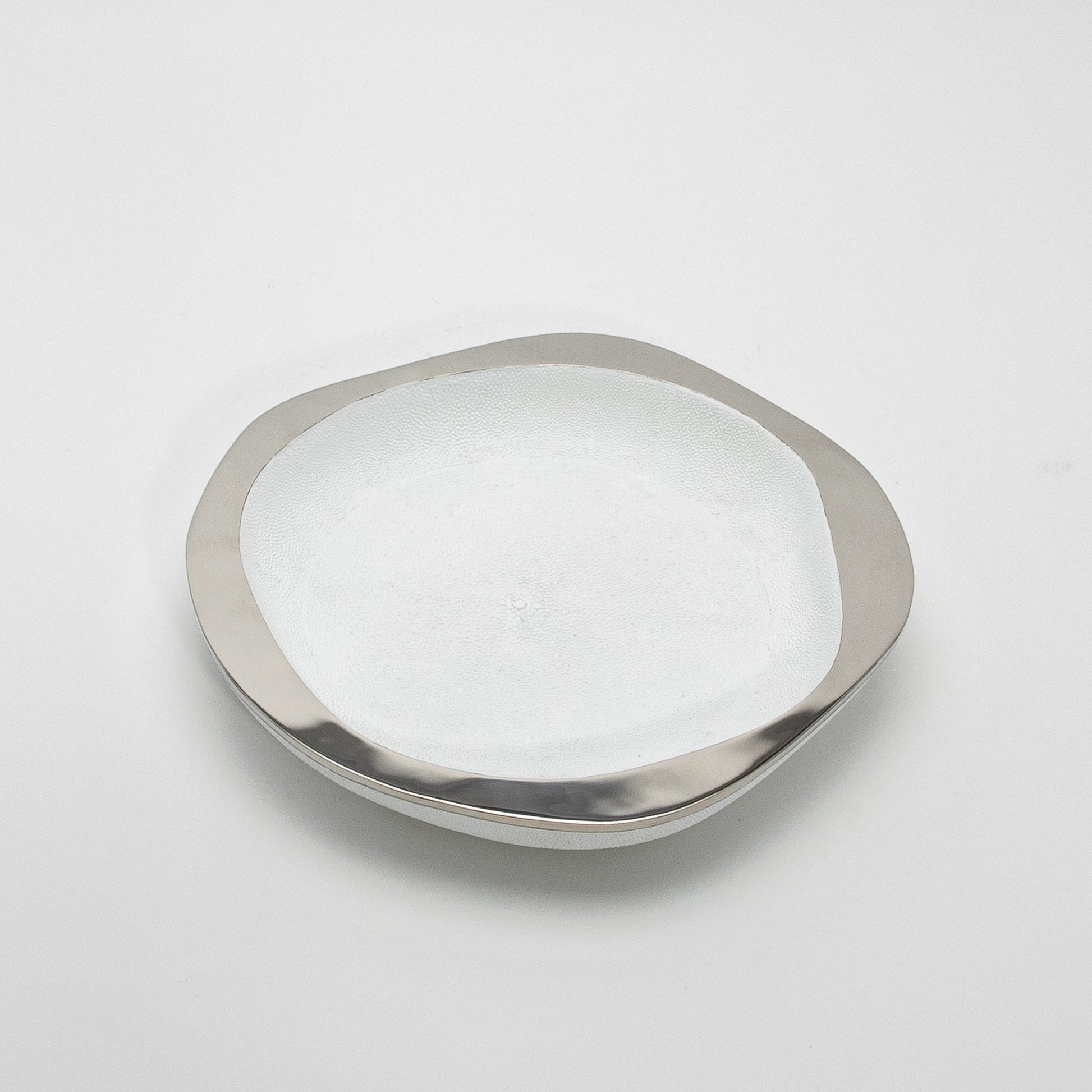 Bowl in White Shagreen with Stainless Steel Details by R&Y Augousti