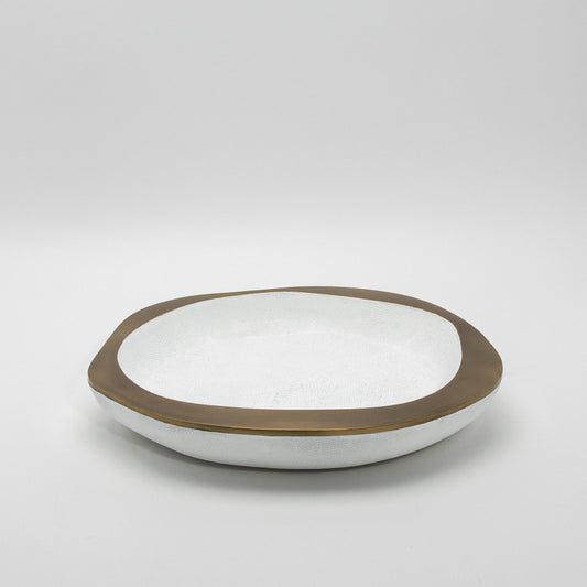 Bowl in White Shagreen with Bronze Patina Brass Details R&Y Augousti
