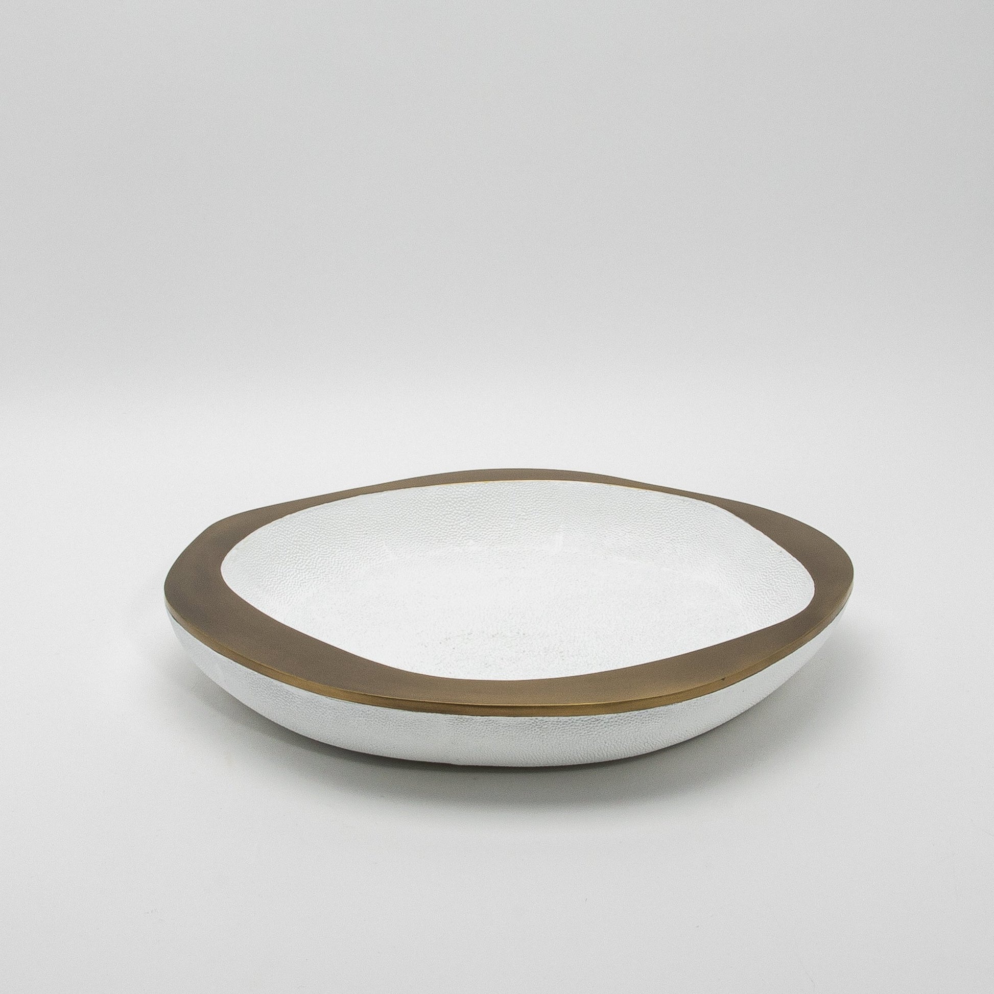 Bowl in White Shagreen with Bronze Patina Brass Details R&Y Augousti