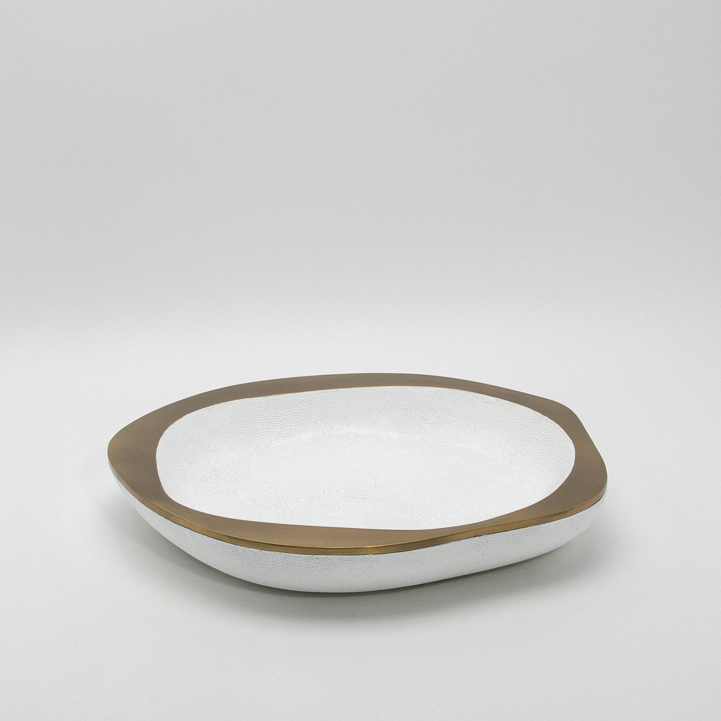 Bowl in White Shagreen with Bronze Patina Brass Details R&Y Augousti