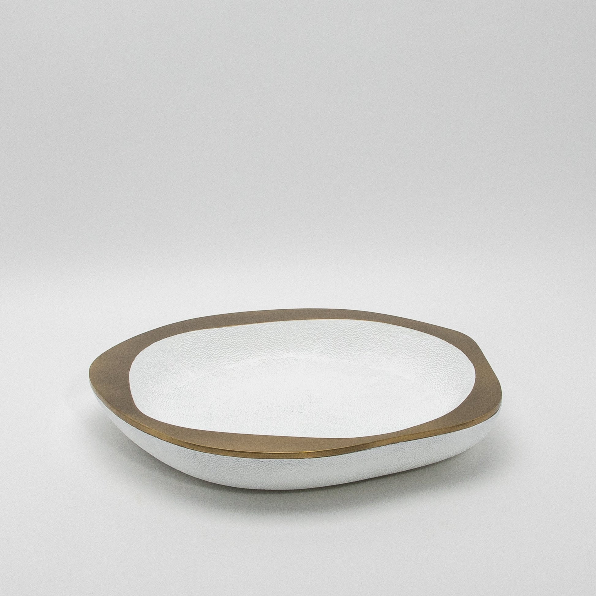 Bowl in White Shagreen with Bronze Patina Brass Details R&Y Augousti