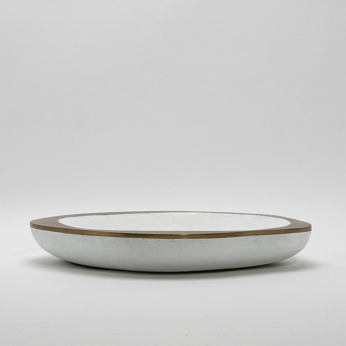 Bowl in White Shagreen with Bronze Patina Brass Details R&Y Augousti