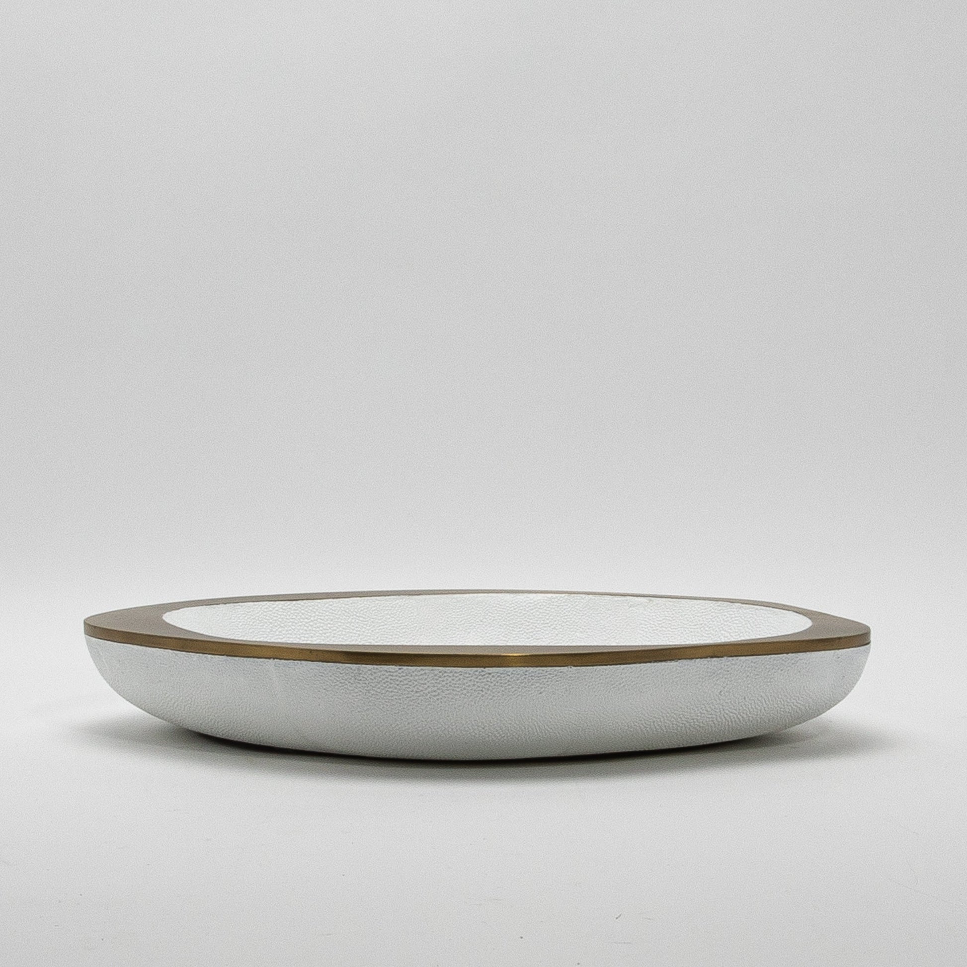 Bowl in White Shagreen with Bronze Patina Brass Details R&Y Augousti