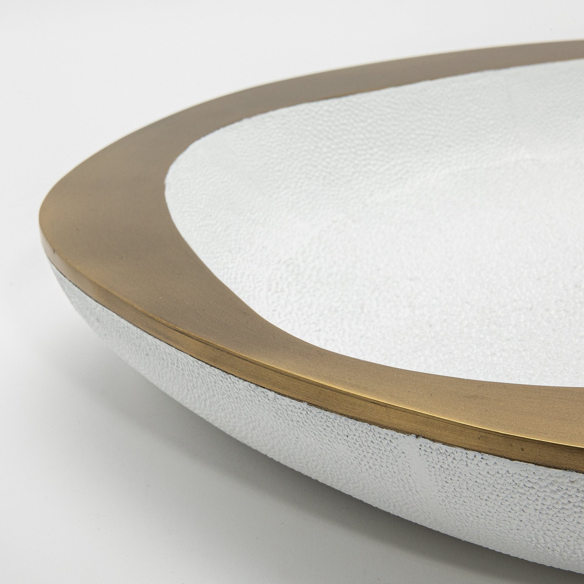 Bowl in White Shagreen with Bronze Patina Brass Details R&Y Augousti