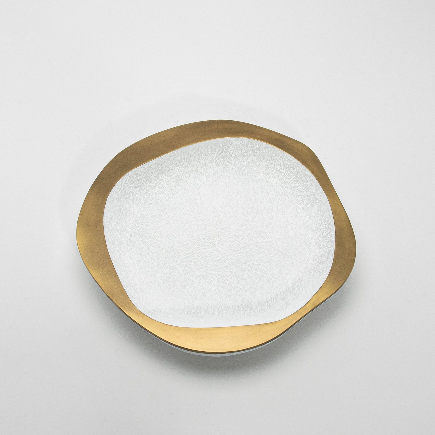 Bowl in White Shagreen with Bronze Patina Brass Details R&Y Augousti