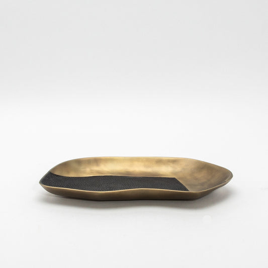 Bowl in Bronze Patina Brass with Black Shagreen Details by KIFU Paris