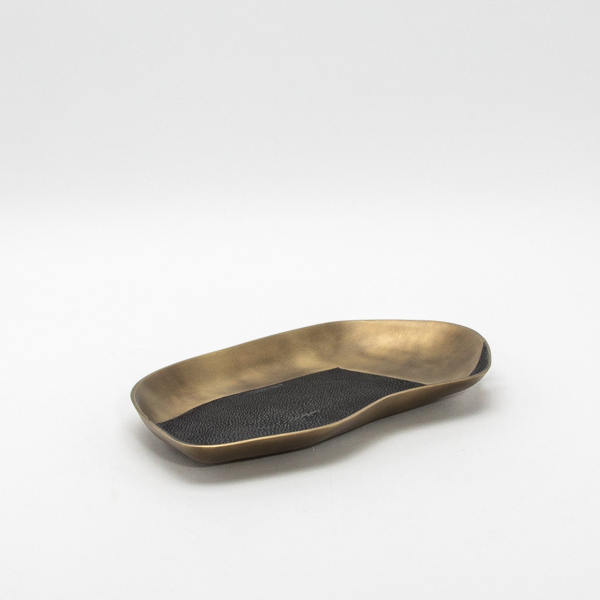 Bowl in Bronze Patina Brass with Black Shagreen Details by KIFU Paris