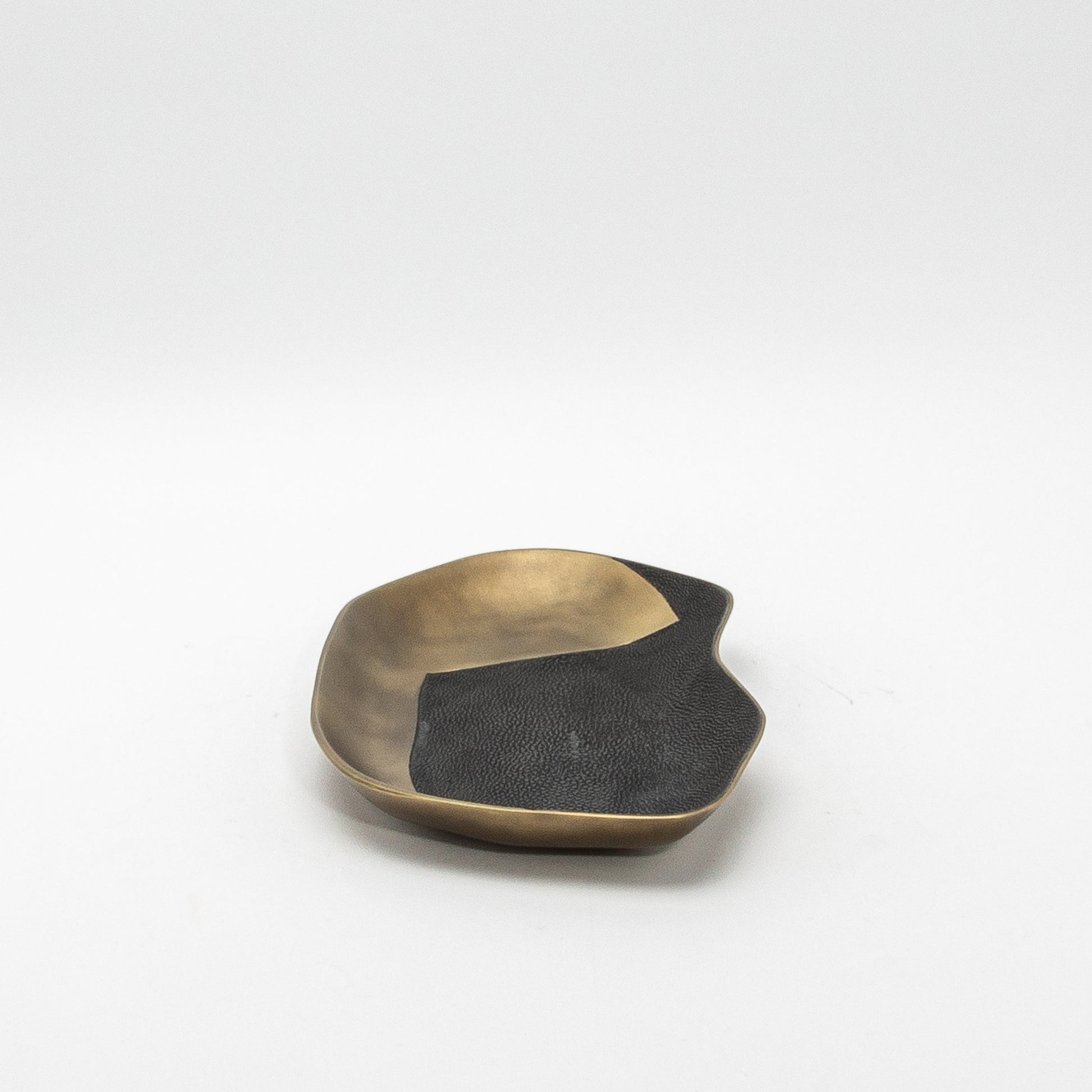 Bowl in Bronze Patina Brass with Black Shagreen Details by KIFU Paris