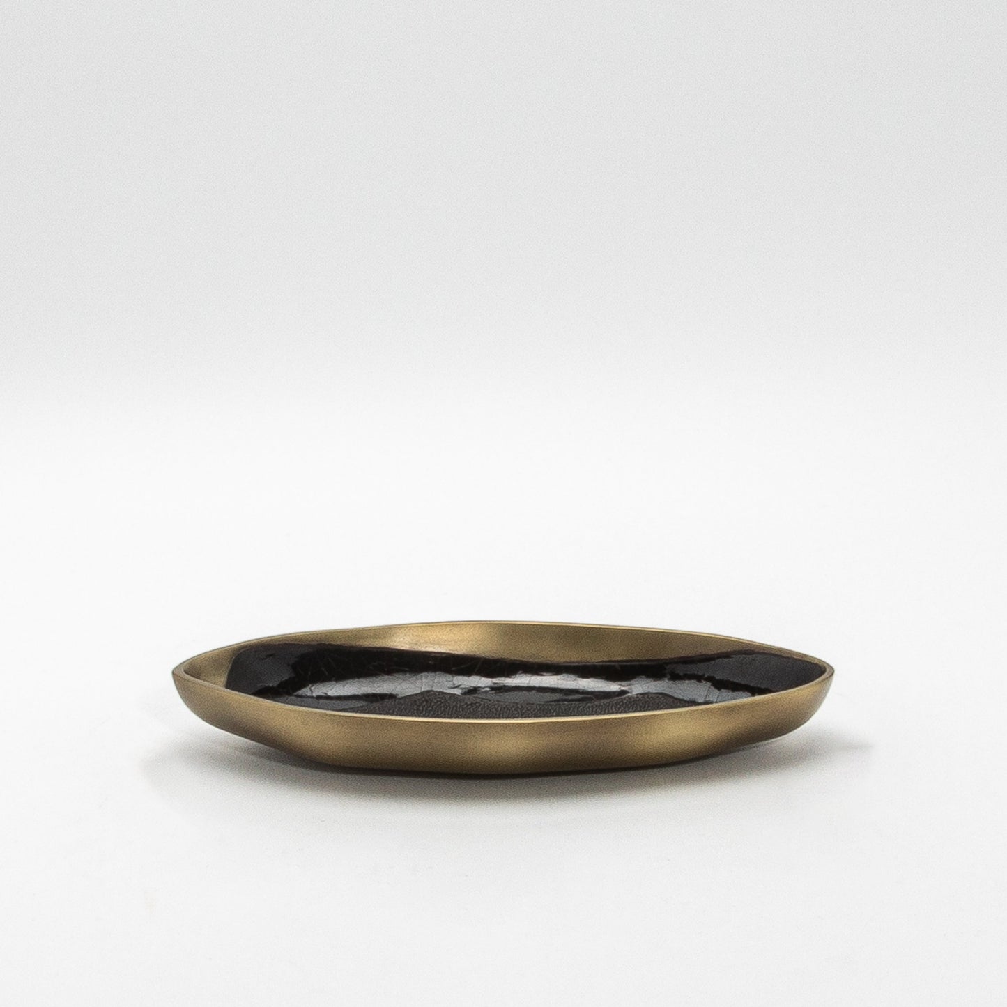 Bowl in Bronze Patina Brass with Black Shell Details by KIFU Paris