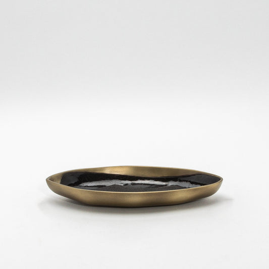 Bowl in Bronze Patina Brass with Black Shell Details by KIFU Paris