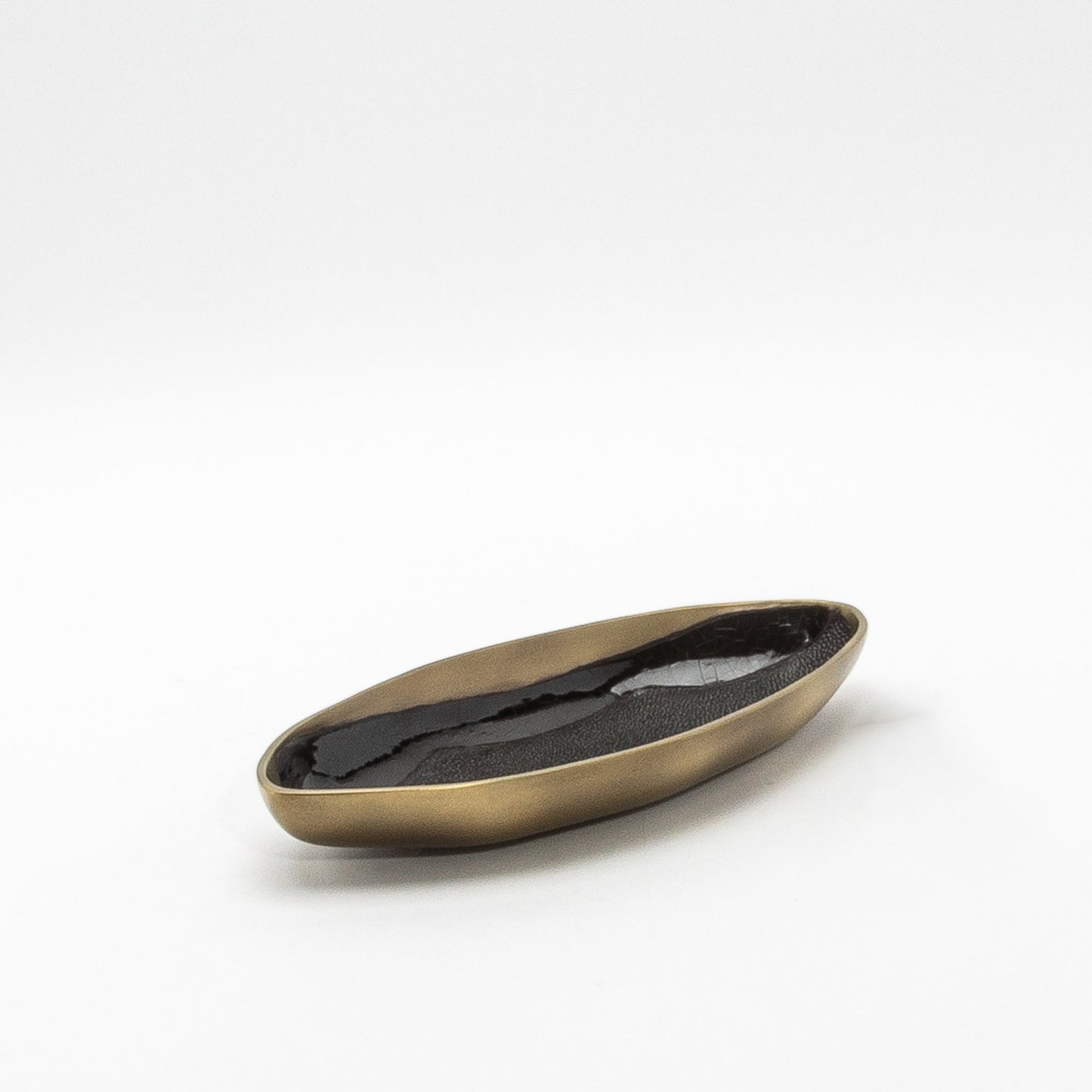 Bowl in Bronze Patina Brass with Black Shell Details by KIFU Paris