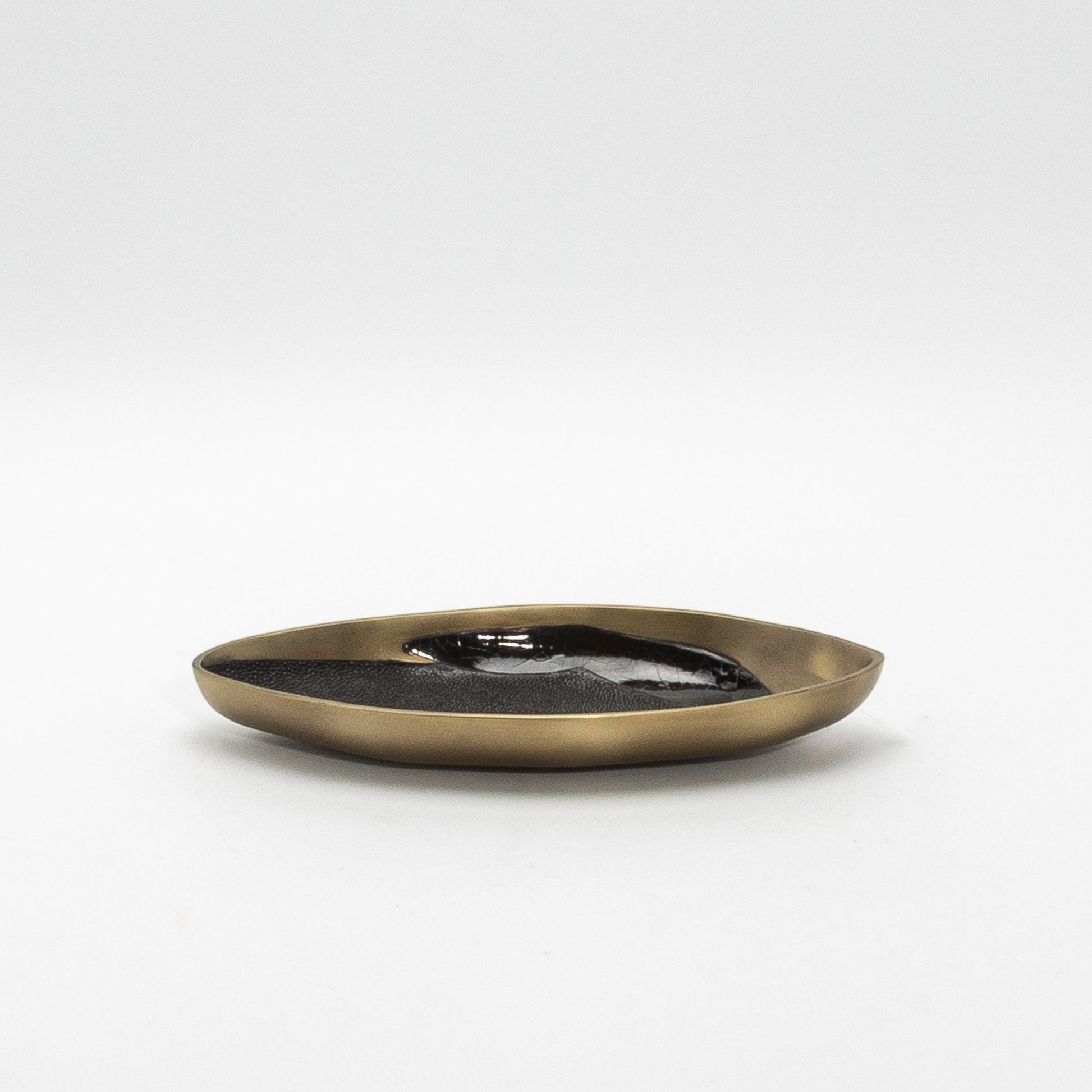 Bowl in Bronze Patina Brass with Black Shell Details by KIFU Paris