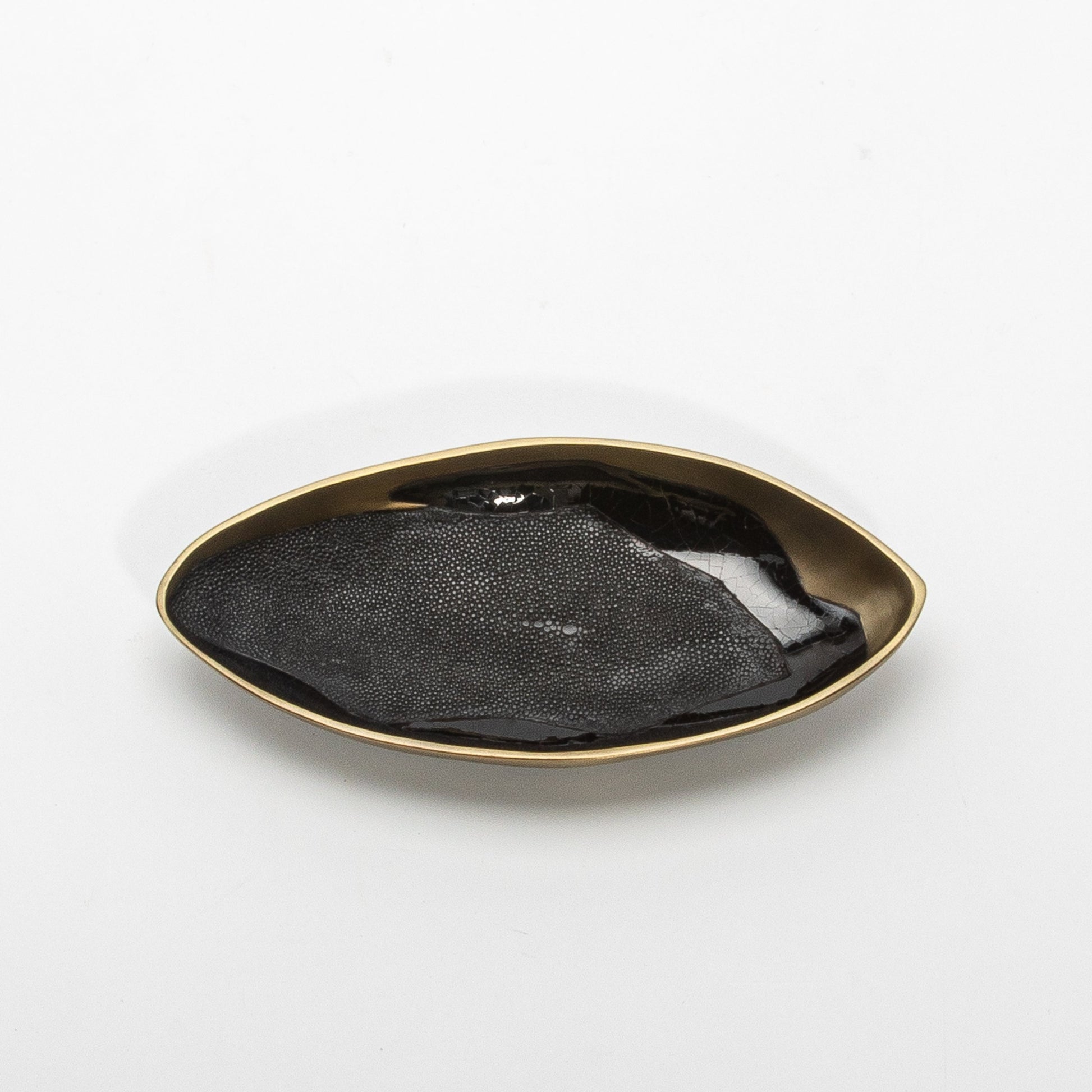 Bowl in Bronze Patina Brass with Black Shell Details by KIFU Paris