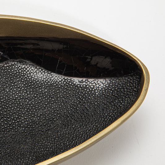 Bowl in Bronze Patina Brass with Black Shell Details by KIFU Paris