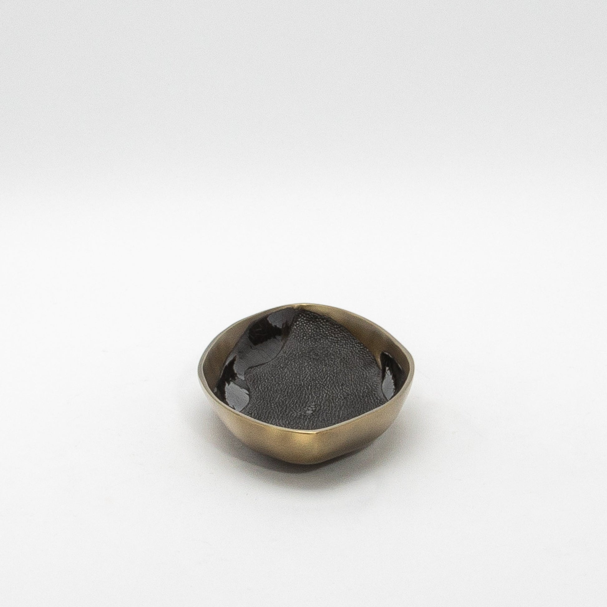 Bowl in Bronze Patina Brass with Black Shell Details by KIFU Paris