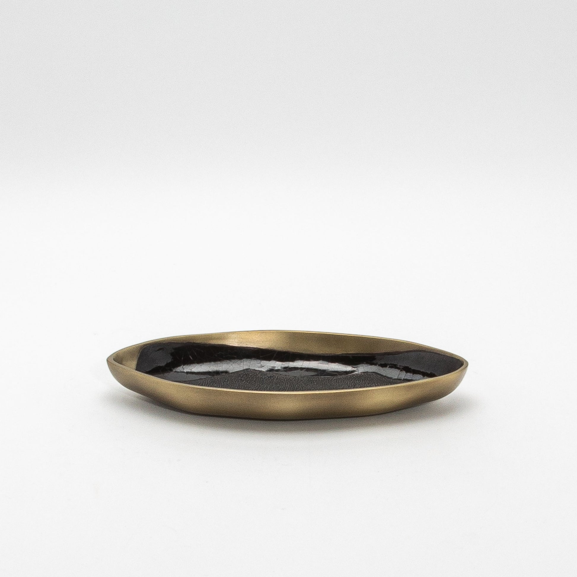 Bowl in Bronze Patina Brass with Black Shell Details by KIFU Paris