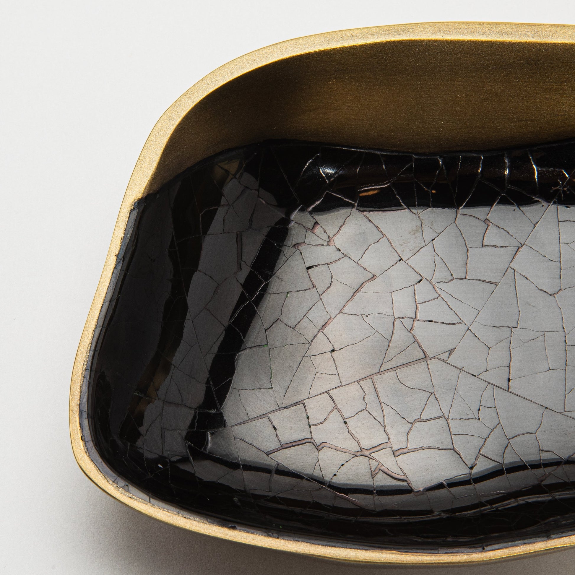 Bowl in Bronze Patina Brass with Black Shell Details by KIFU Paris