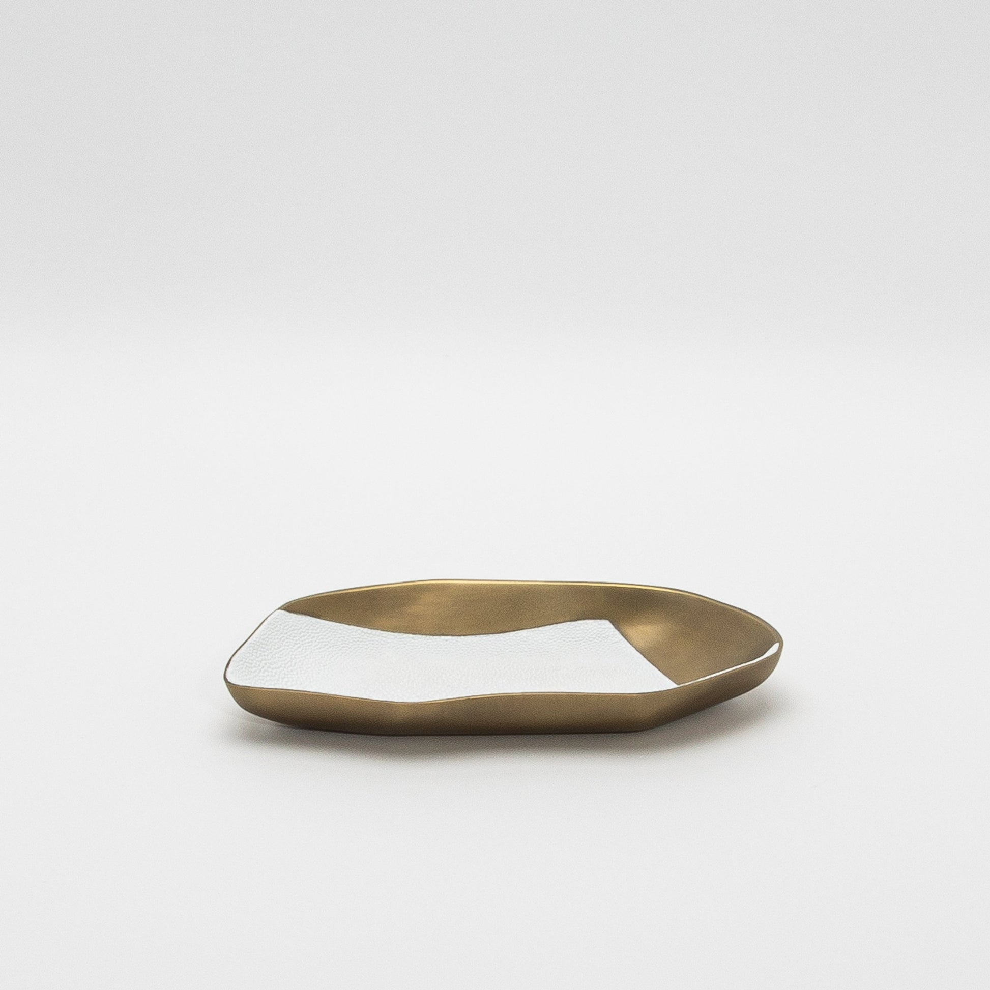 Bowl in Bronze Patina Brass with White Shagreen Details by KIFU Paris