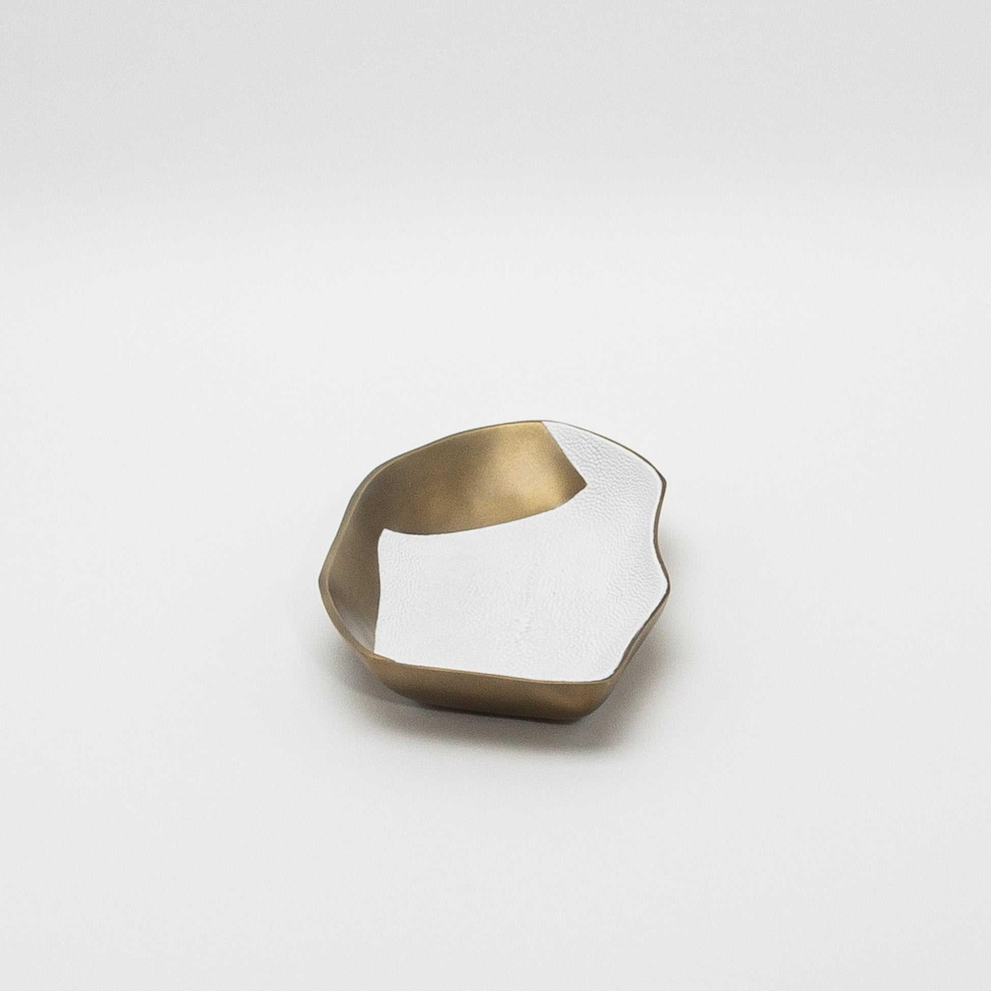 Bowl in Bronze Patina Brass with White Shagreen Details by KIFU Paris