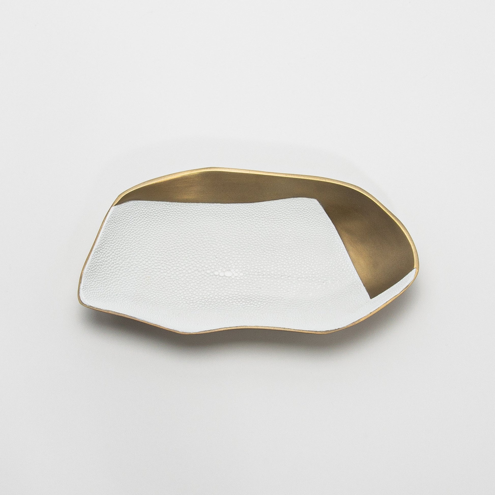 Bowl in Bronze Patina Brass with White Shagreen Details by KIFU Paris
