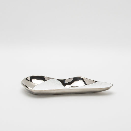 Bowl in Stainless Steel with White Shagreen Details by KIFU Paris