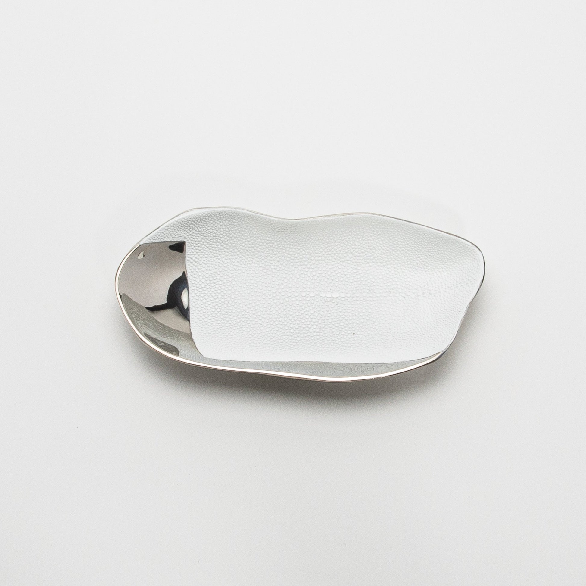 Bowl in Stainless Steel with White Shagreen Details by KIFU Paris