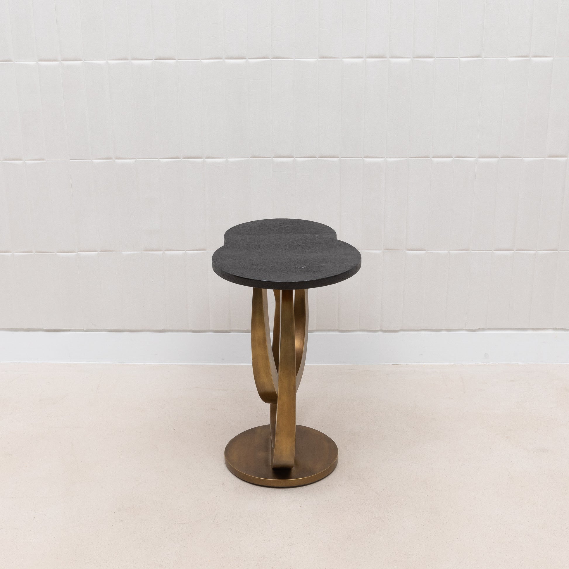 Side Table in Black Shagreen and Bronze Patina Brass by Kifu Paris