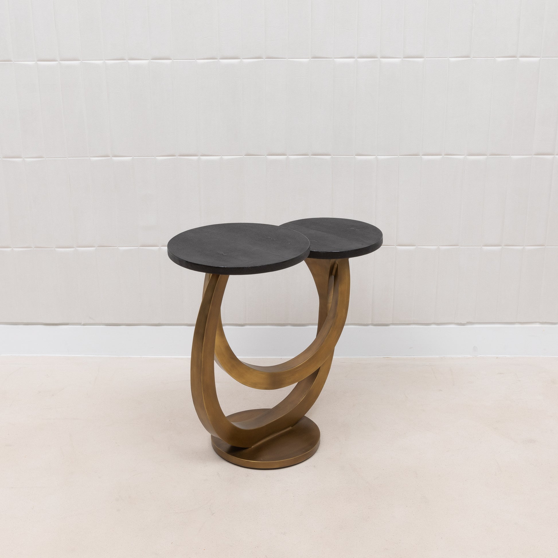 Side Table in Black Shagreen and Bronze Patina Brass by Kifu Paris