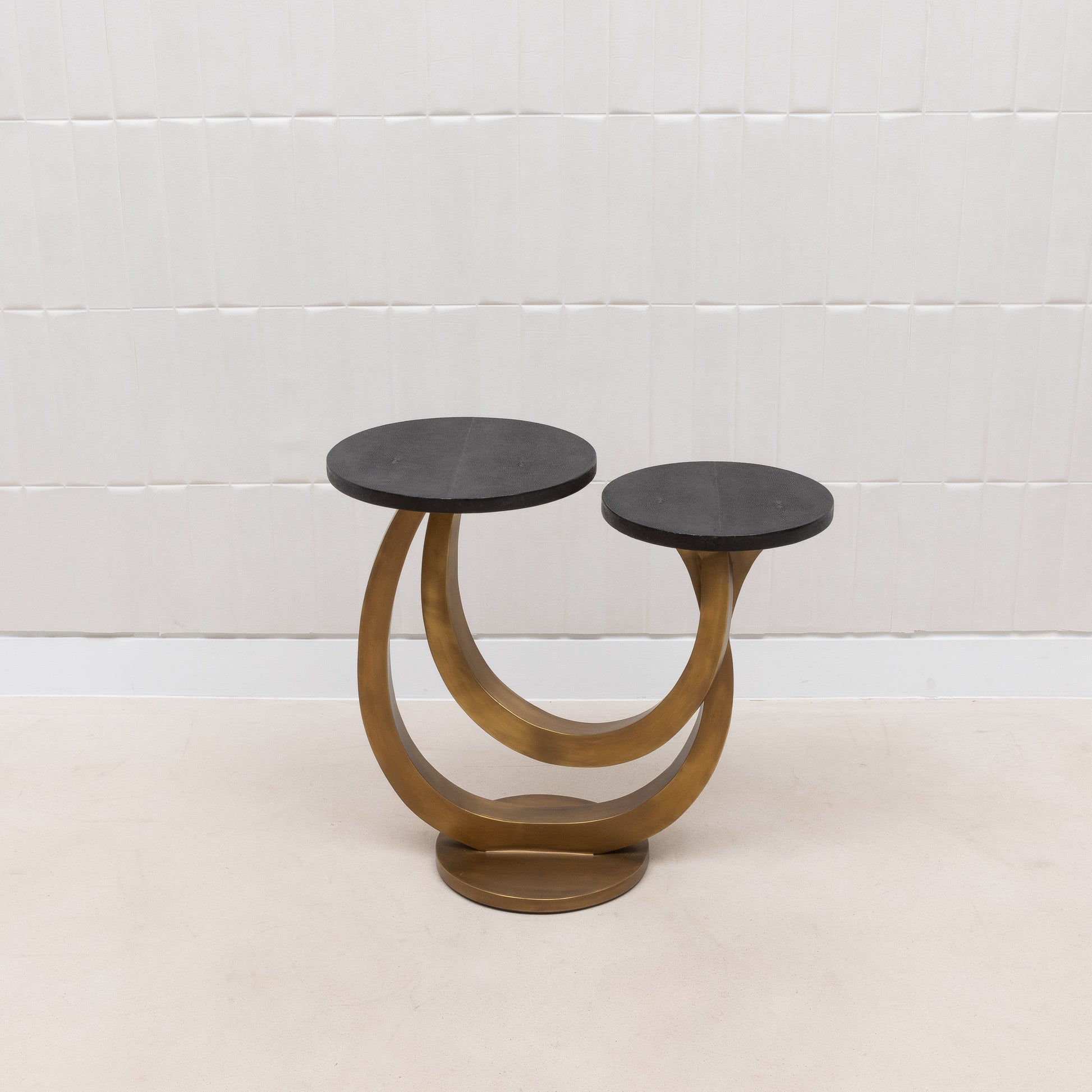 Side Table in Black Shagreen and Bronze Patina Brass by Kifu Paris