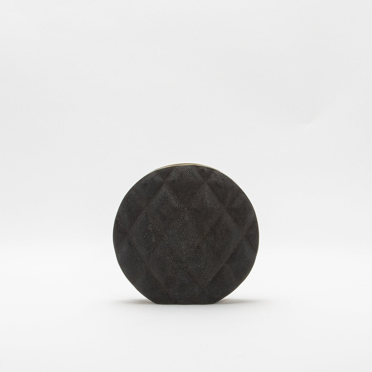 Quilted Vase in Black Shagreen with Brass by KIFU Paris